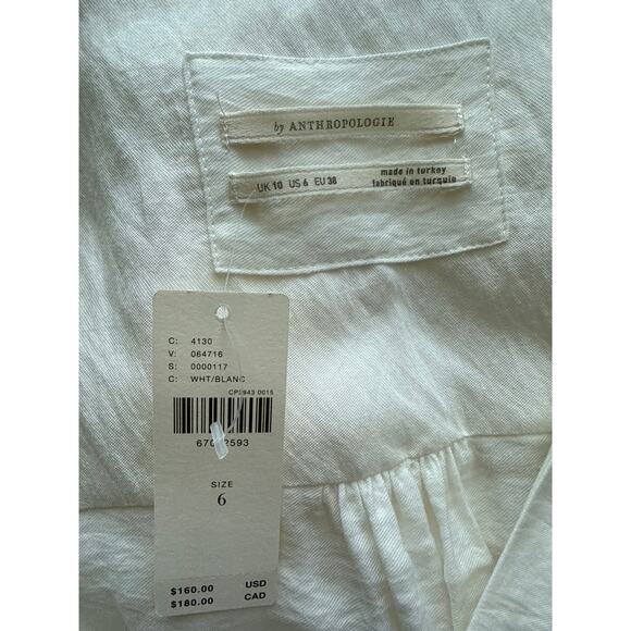 Anthropologie V-Neck Knot Front Midi Dress White Size 6 - Picture 8 of 10